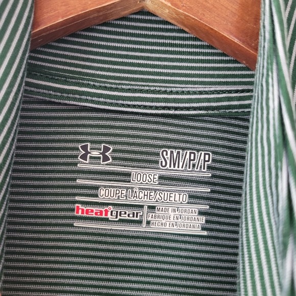 Under Armour Women's Heatgear 1/4 Zip Green Striped Pullover Size S Loose Fit - Picture 5 of 6